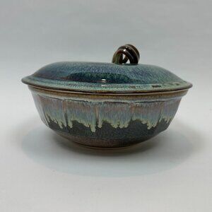 🎨 Bill Campbell Drip Glaze Pottery Casserole Dish w/ Lid — Studio Art 🎨